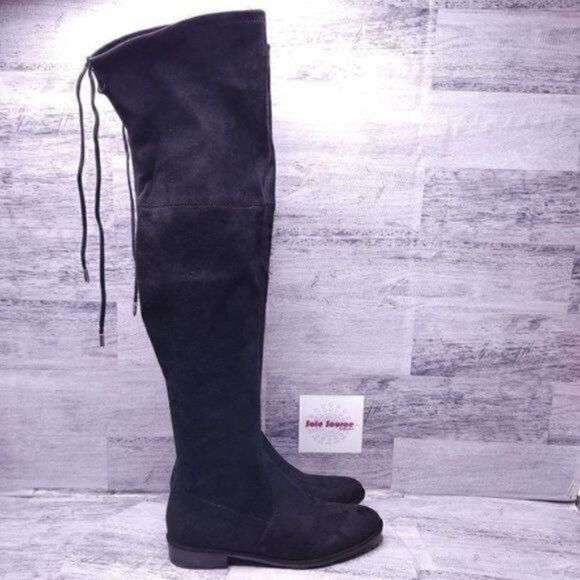 Marc Fisher Over the Knee Tall Faux Suede Flat Boot Black Women's sz 7 - Picture 1 of 13